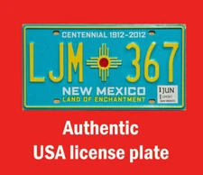 NEW MEXICO REAL AUTHENTIC LICENSE PLATE AUTO NUMBER CAR TAG SANTA FE NM ZIA SUN