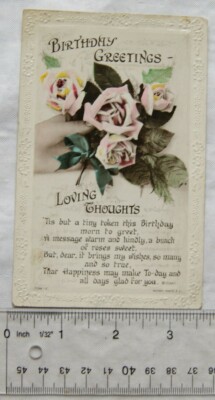 vintage postcard Birthday Greetings - Loving Thoughts