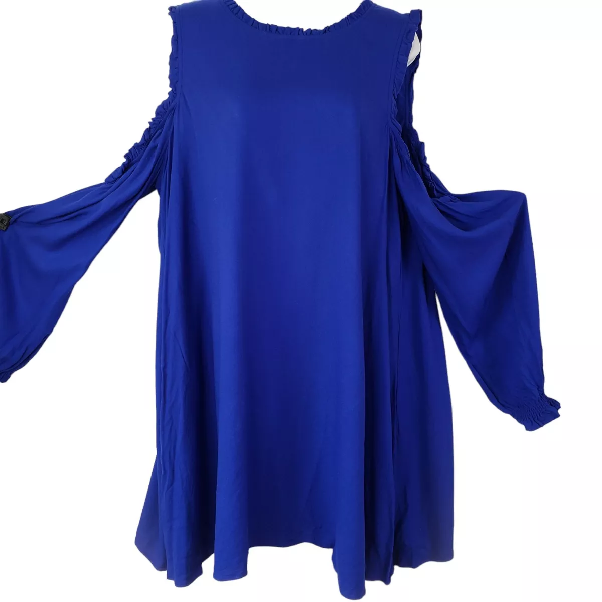 Cobalt blue cold shoulder dress cheap