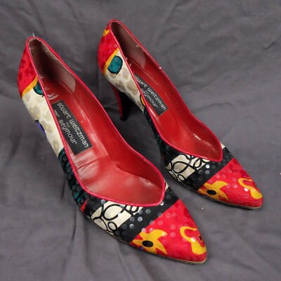 Vintage Heels Womens AA Red Pumps Polka Dot Inch Heel