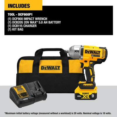 DeWalt DCF900P1 20V MAX XR 1/2'' High Torque Impact Wrench Kit w/ Anvil (5Ah) New
