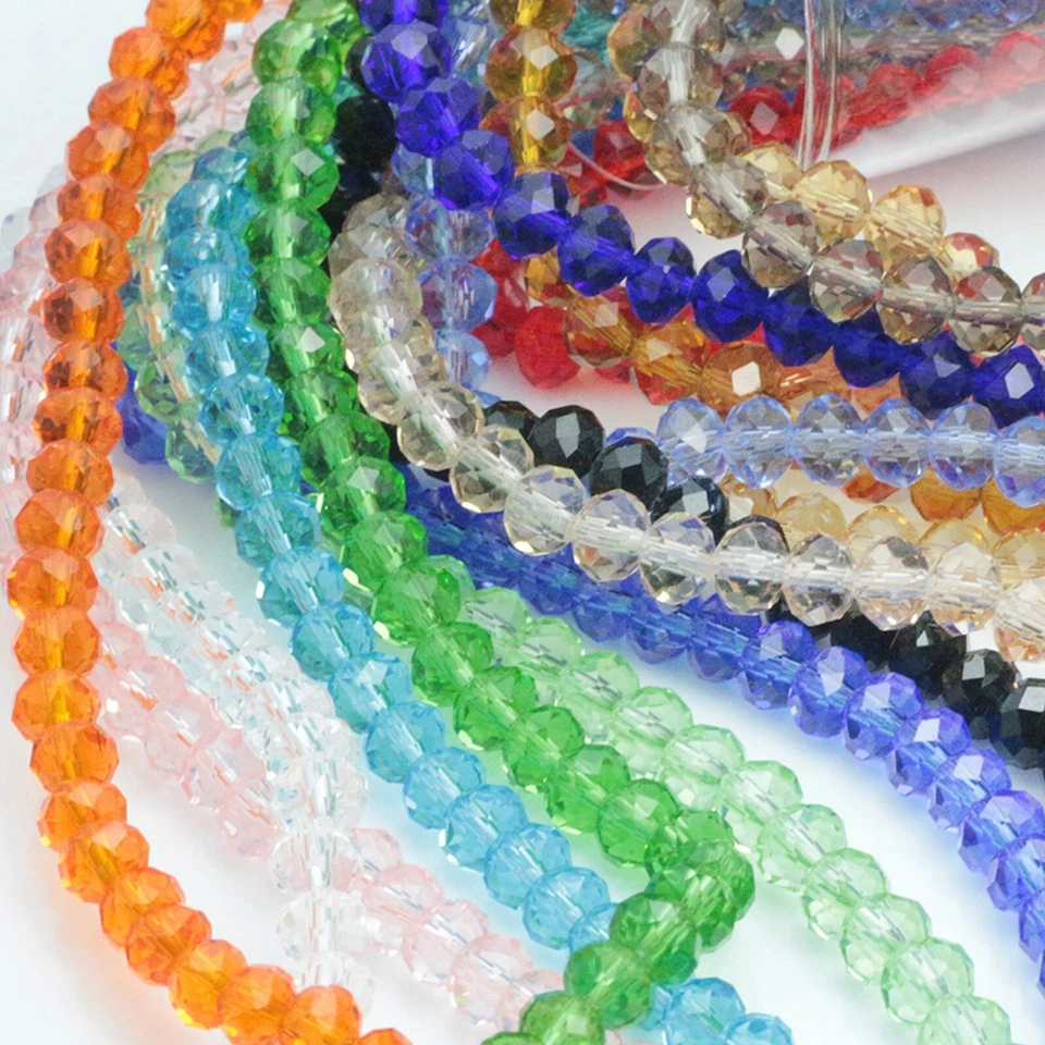 64 pcs Faceted Rondelle Abacus Beads Crystal Glass Loose Spacer Beads 8X10mm - Image 4 of 4