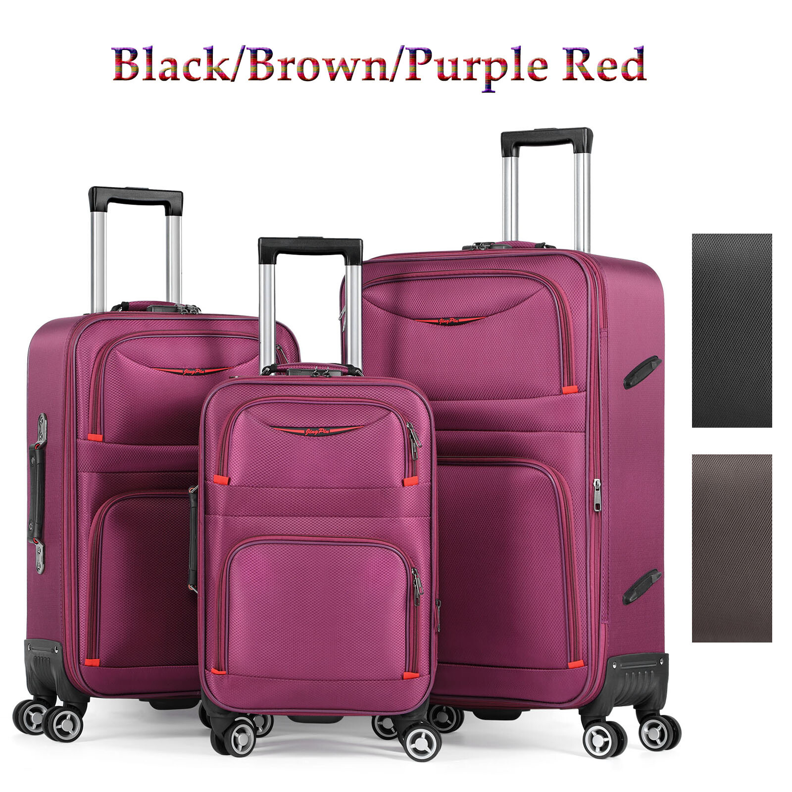 3PCS Softside Luggage w/Lock Spinner Wheel Lightweight Expandable 20''/24