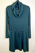 Lou & Grey LOFT Women's Dress Medium Green Long Sleeve Cowl Neck Sheath Modest