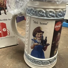 1994 SP Gerz Coca Cola Beer Stein "Home Again" 8" x 4" dia NIB COA