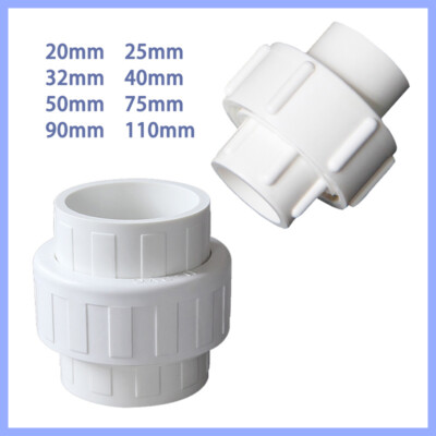 PVC Pipe Union Connector Joint Weld Solvent Pressure Pipe Fitting 20-110mm White