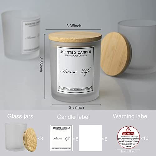 10oz 16 Pack Thick Candle Jars with Bamboo Lids for Making Candles Bulk