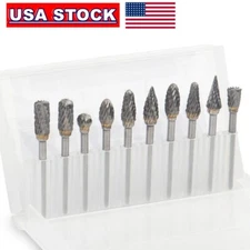 10PCS/Set 1/8'' Shank TCT Carbide Point Burr Die Grinder Rotary Drill Bits
