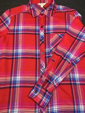 Orvis Womens Button Front Long Sleeve Cotton Red Blue Plaid Shirt Medium M