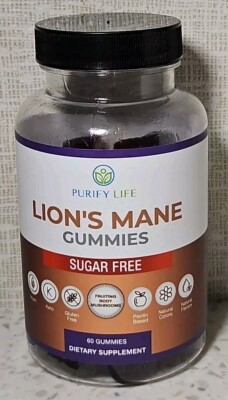 Purify Life Lion's Mane Mushroom Gummies Sugar Free 60 Count Supplement 02/2026