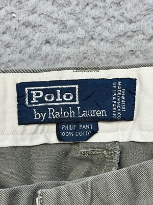 Vintage Polo Ralph Lauren Pants Mens 35x32 Gray Cotton Phillip
