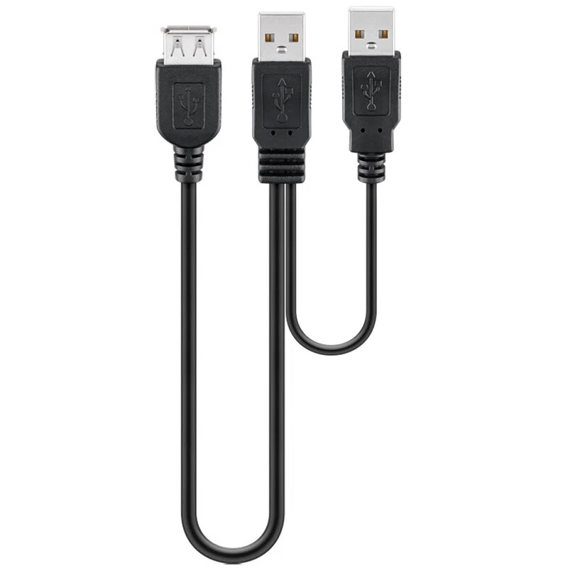 30cm 2.0 Y USB Kabel Adapter Verteiler Splitter 1x Buchse Kupplung an 2x Stecker - Bild 2 von 2