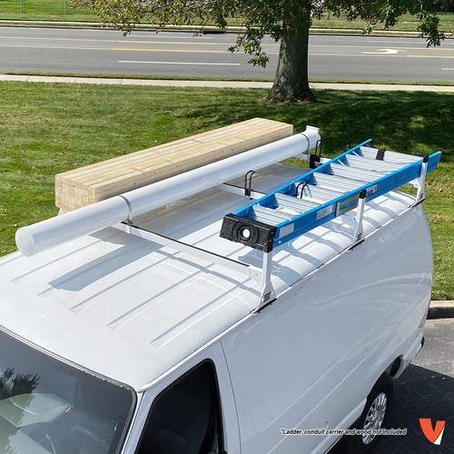 Ford Econoline Work Van 3 bar 19922015 Ladder Roof Racks Steel White