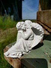 Massive Steinfigur Schlafender Engel Grabdeko Raumdeko Steinguss