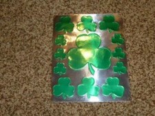 1-Vintage St Patrick's Hallmark Shamrock Foil Metallic Sticker Sheet MIP 1980's