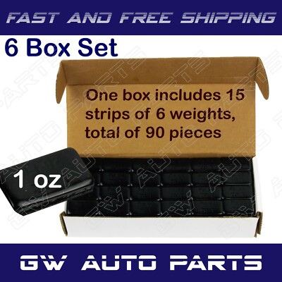 Tire Weights 6 Box 1 Oz Black Stick-on Adhesive Tape Total 720 Pcs Lead-Free Wheel Weights
