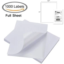 1000 Full Sheet Shipping Labels 8.5"X11" Self Adhesive for Laser inkjet Printer