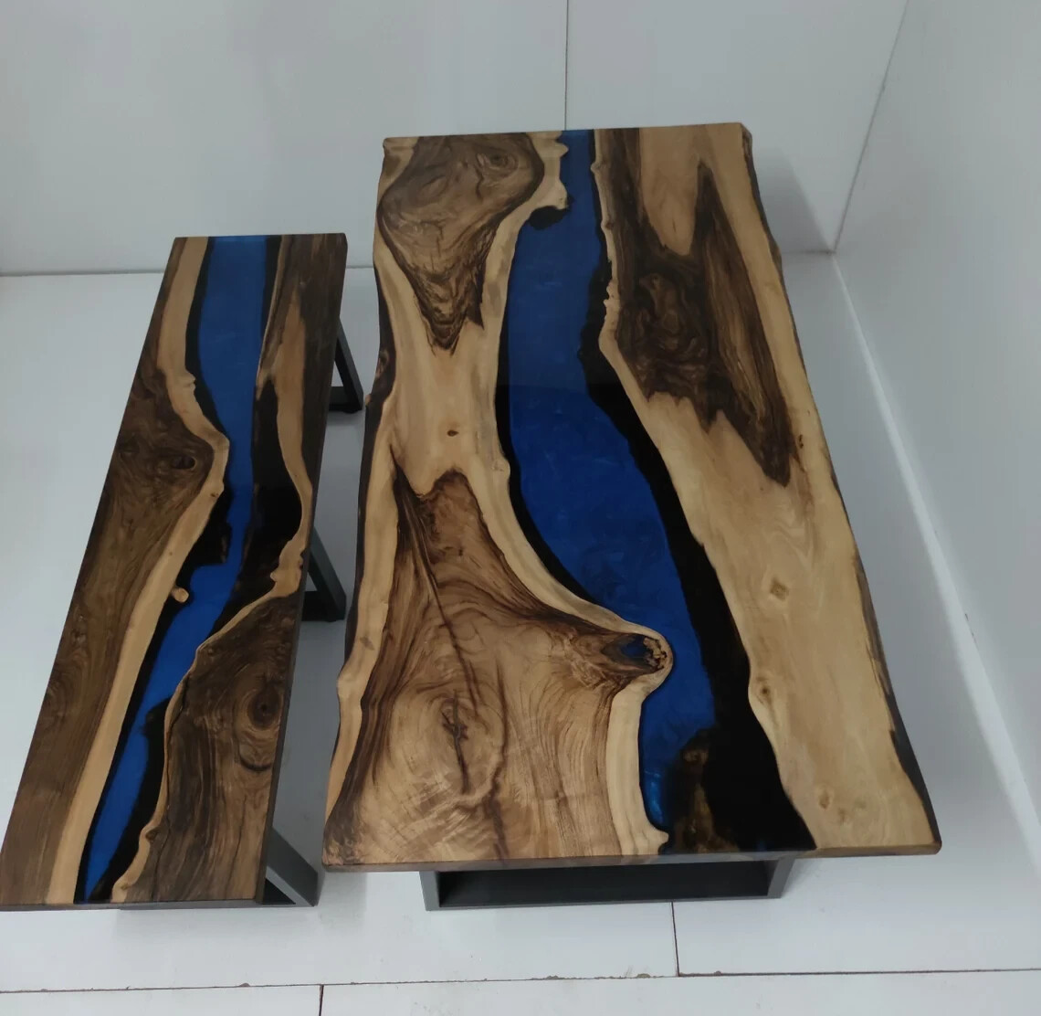 Live Edge Wood and Epoxy Resin Dining Table - Custom Kitchen Table Tops  -image