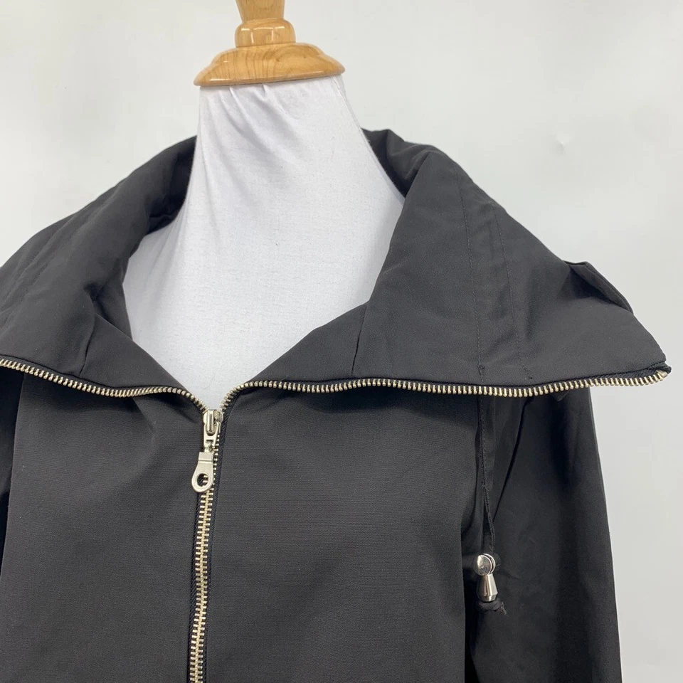 Chaqueta Vertigo Paris Mujer L Grande Negra Capucha Desmontable Cremallera Completa Forrada Foto 3 de 4