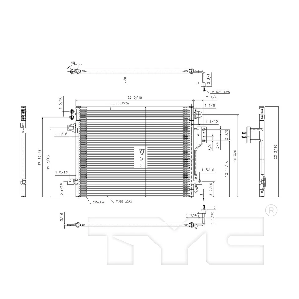 Condensador de aire acondicionado TYC para Volkswagen Routan 2010 2011 2009-2012 Foto 4 de 4