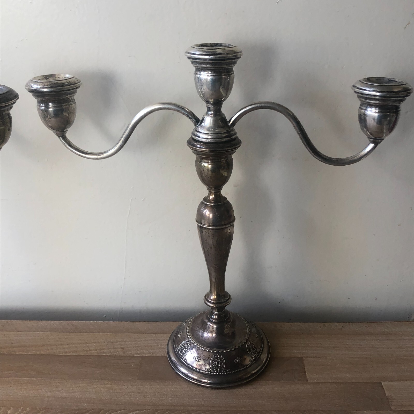 Wallace Rose Point Sterling Silver Candle Holders eBay