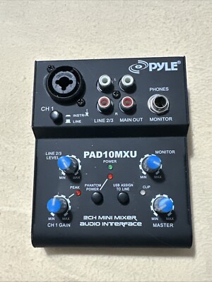 Pyle 2 Channel Mini Mixer With USB Audio Interface 18V Phantom Power PAD10MXU