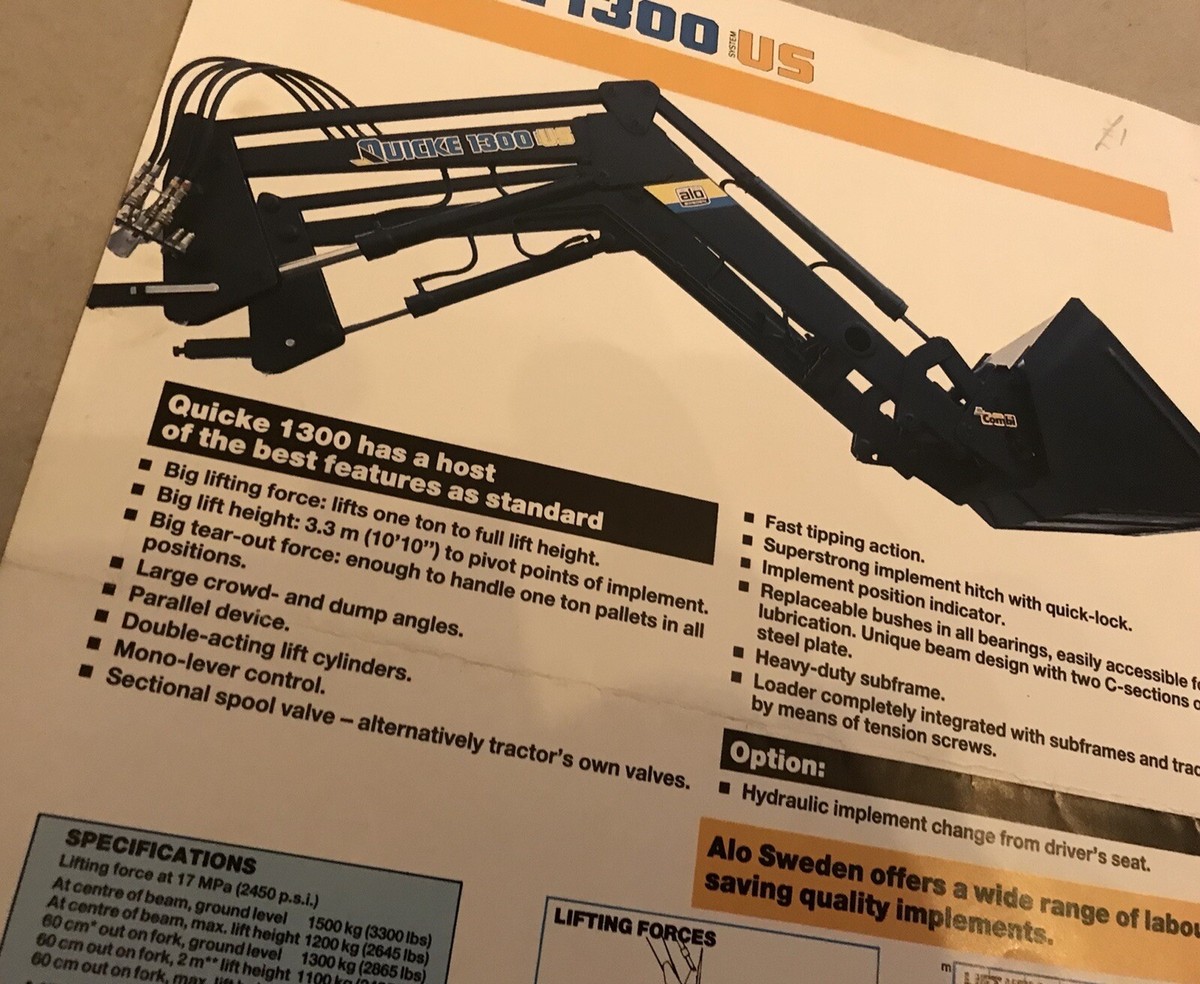 Quicke 1300 Loader alo Sweden Original 1987 Sales Brochure | eBay UK