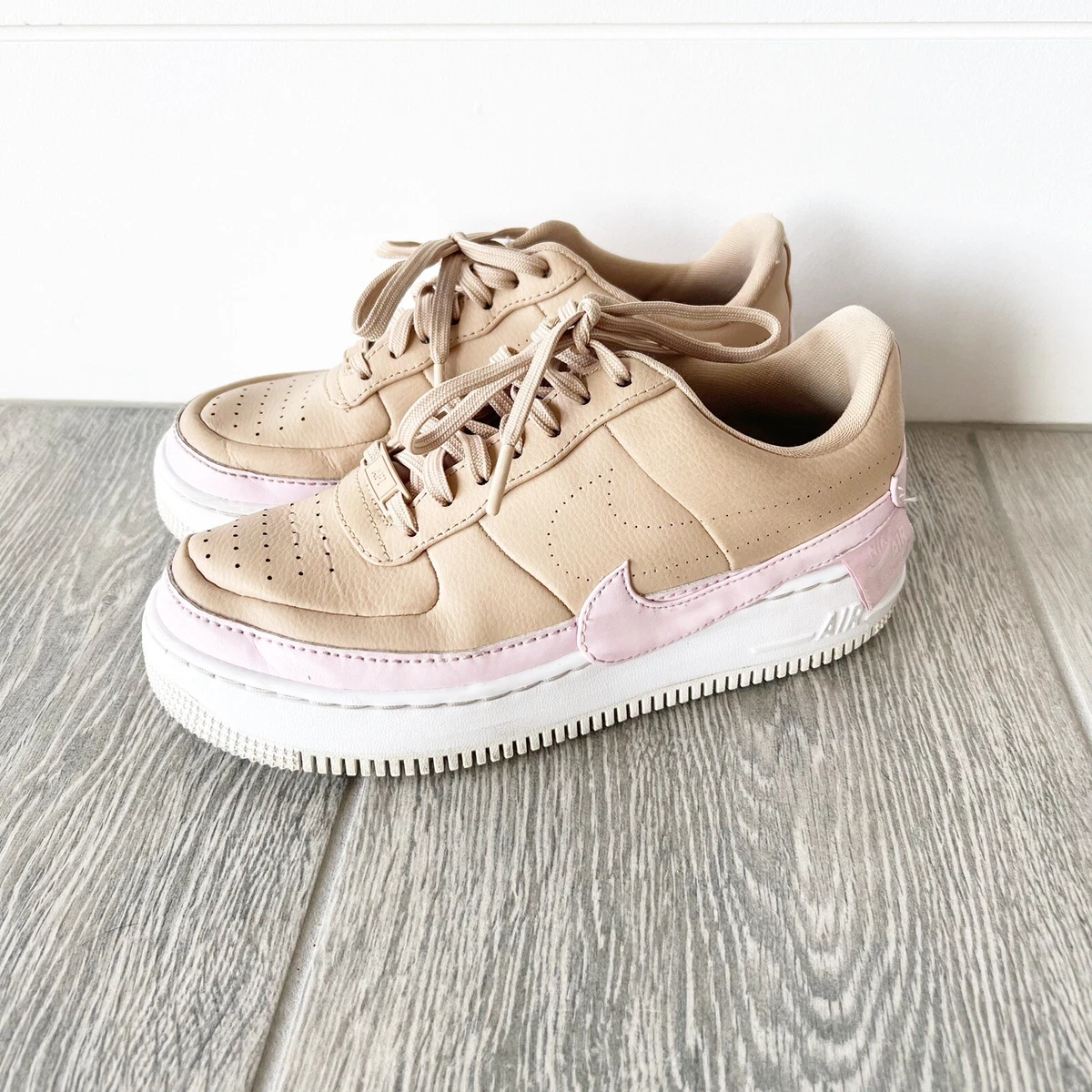 Nike Women s Air Force 1 Sneakers Jester XX Bio Beige Pink Leather Platform 8