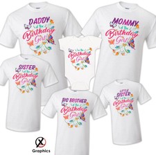 Butterfly Family T-shirt Birthday Matching Party Celebration Reunion Tee Mom