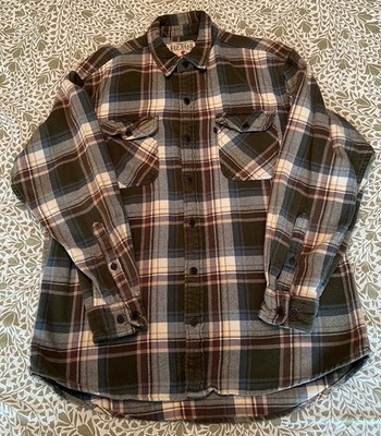 RED HEAD Brand Co.  Men s Lg.  All Cotton Green Plaid Thick Flannel