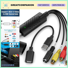 USB Video Capture Card - RCA to USB Converter for VHS, Mini DV, VCR, DVD - PC/MA