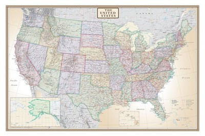 24x36 United States, USA US Executive Wall Map Poster Mural 24x36 LAMINATED