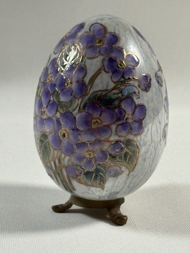 Dekoratives handbemaltes Keramik Ei mit Ständer lila violett gold Ostern/Frühling - Bild 4 von 8