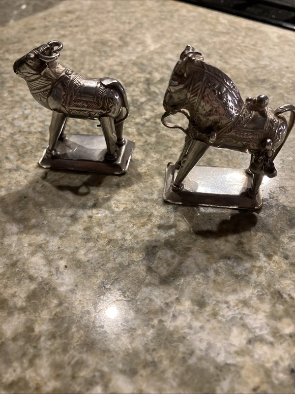 Antique Indian Silver Colonial Victorian Animal Figurines 