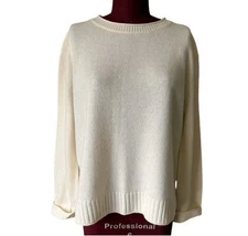 Jenni Kayne Cashmere Wool Blend Crewneck Sweater Size M Oversized Cream Ivory