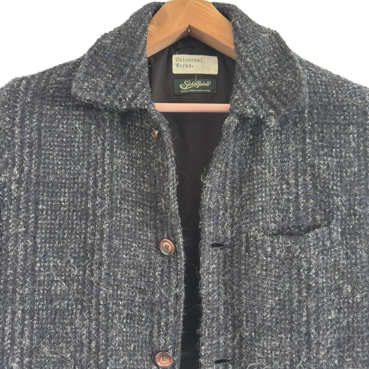 Blue UNIVERSAL WORKS Subalpino Alpaca Wool Long Top Car Swing Coat Overcoat S View 5