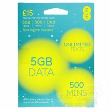EE Mobile SIM Card with 5GB Data 500 Minutes and Unlimited Text Brand New