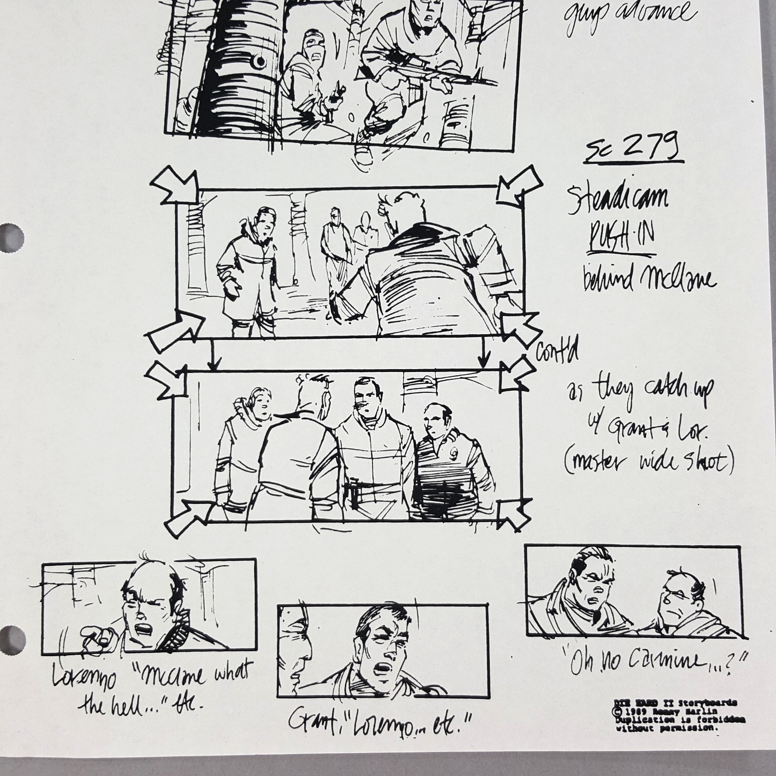 Image 6 of Die Hard 2 - Production Used Storyboard, Bruce Willis at Church Movie Prop 279