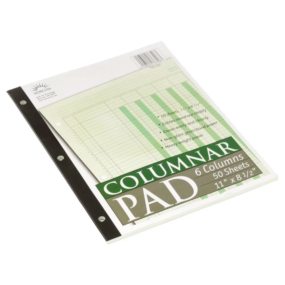Columnar Ledger Pad, 6 Columns, 8.5 x 11, Letter Size, 50 Sheets, Accounting - thumbnail 2