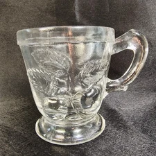 1893 EAPG US Glass Company No 20009 Cherry Sprig Miniature Mug Cup Clear 2.5"