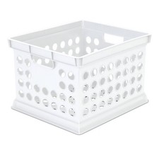 Storage Crate White Portable Stackable Plastic Milk Crate with Built-In Handles