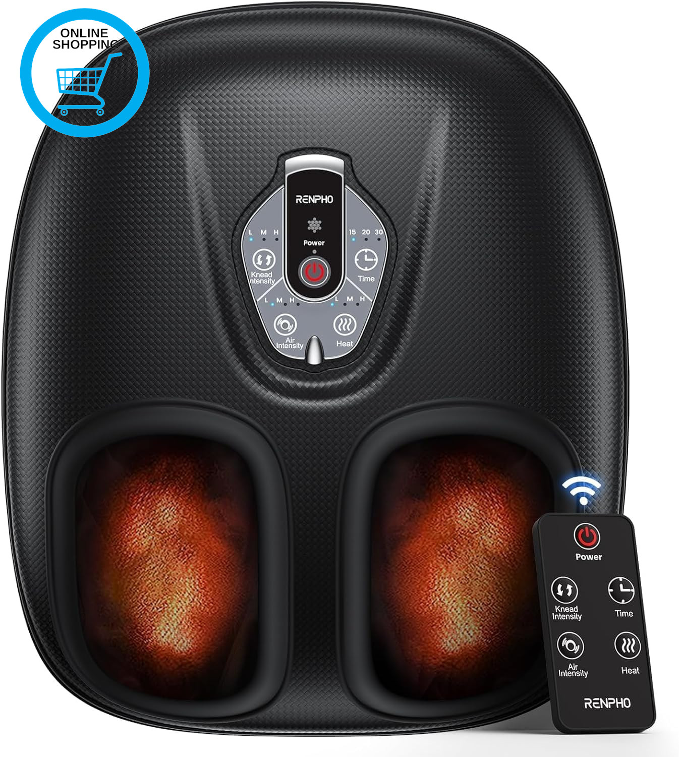 Foot Massager Machine with Heat for Plantar Fasciitis, Shiatsu Kneading, 3 Heat