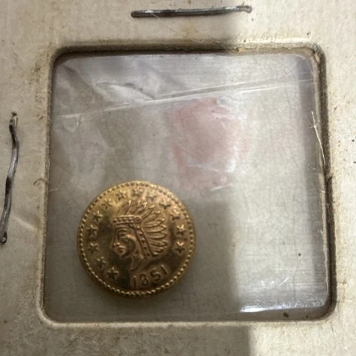 1851 California Gold Fractional 1/2 Dollar Coin Indian Head Pioneer Pre-1933