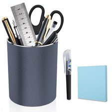 Metal Pen Holder Aluminum Pencil Desktop Organizer Black for Grey