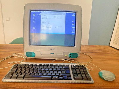 Apple iMac G3 blau | 333 MHz | 256 MB RAM | 6 MB VRAM|OS 8.6|orig. Maus/Tastatur