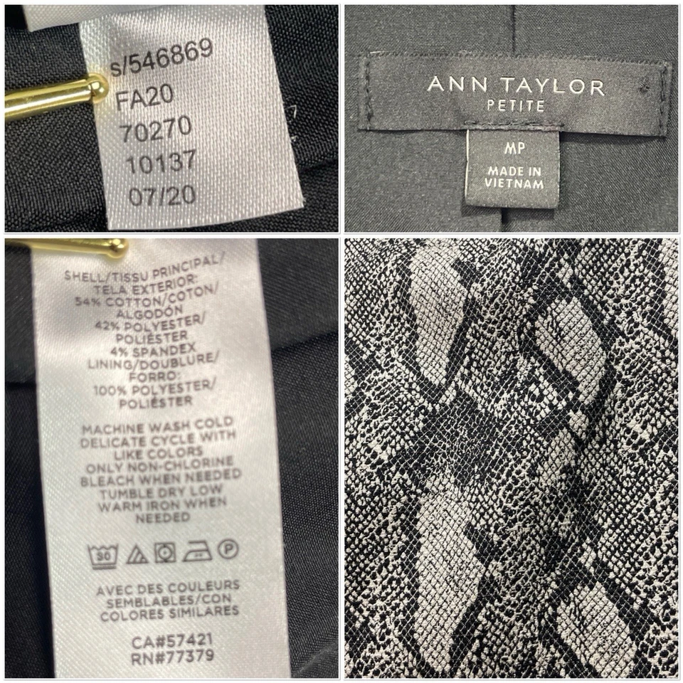 Chaqueta Blazer Ann Taylor Frente Abierto MP Mujer Cinturón Estampado Piel Serpiente Foto 2 de 4