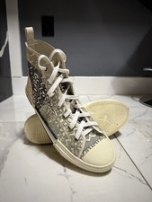 Dior B23 LT Embroidered Logo Floral High Top Sneakers White Black EU 44