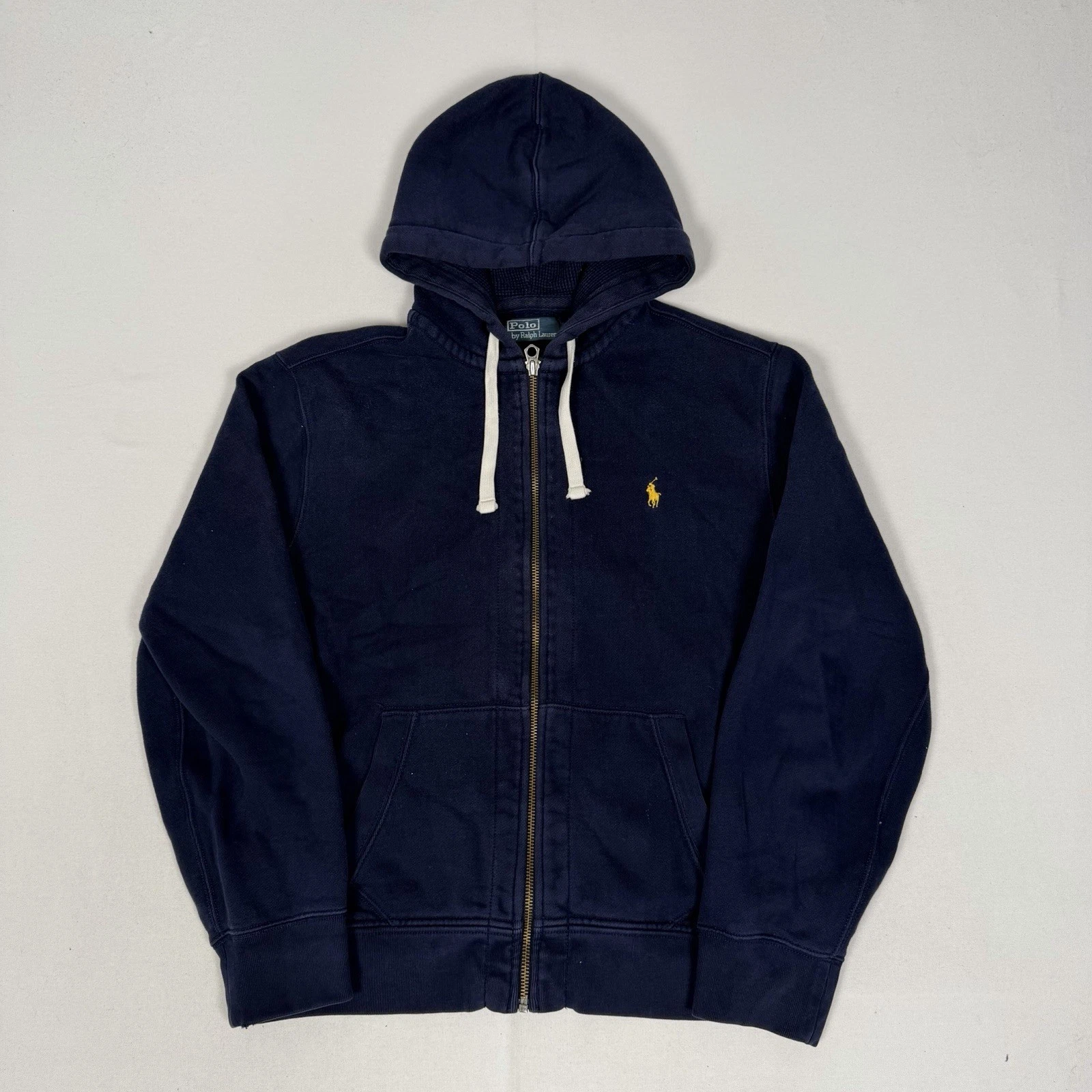 Polo Ralph Lauren Hoodie Full Zip Blue Embroidered Pony Cotton Vintage Men’s L