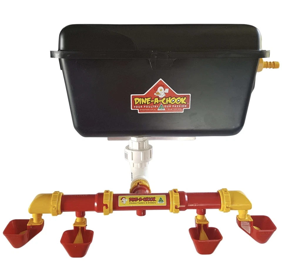 DINE A CHOOK Four Cup Automatic Mains Pressure Chicken Drinker / Poultry Coop Waterer