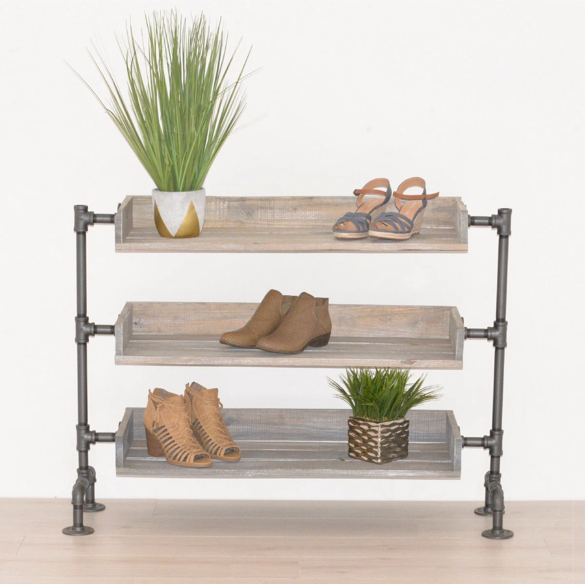 Industrial Shoe Rack, Entryway Organization